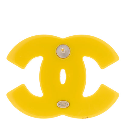 Chanel Resin Glitter Crystal CC Brooch Yellow Blue 3 of 4