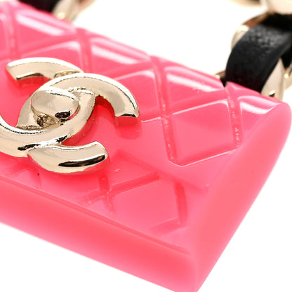 Chanel Calfskin Metal Resin CC Quilted Flap Ring 52 6 Gold Black Pink 5 of 5