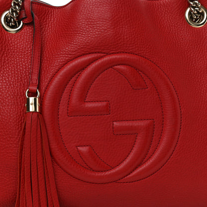 Gucci Pebbled Calfskin Medium Soho Chain Shoulder Bag Red 7 of 14