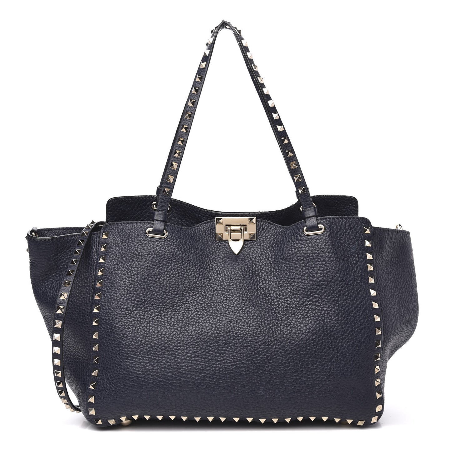 Pebbled Calfskin Medium Rockstud Tote Marine