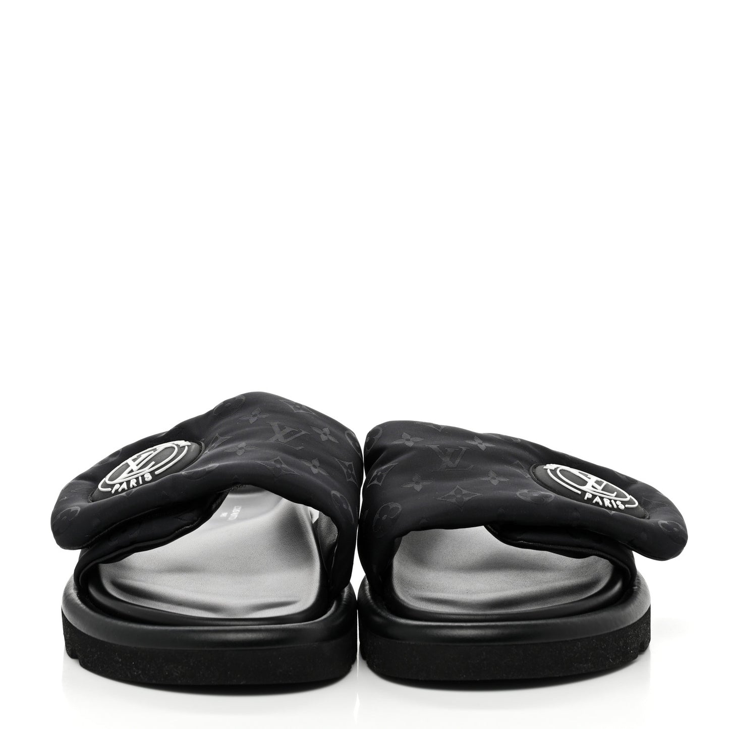 Nylon Monogram Womens Pool Pillow Comfort Mules 37 Black