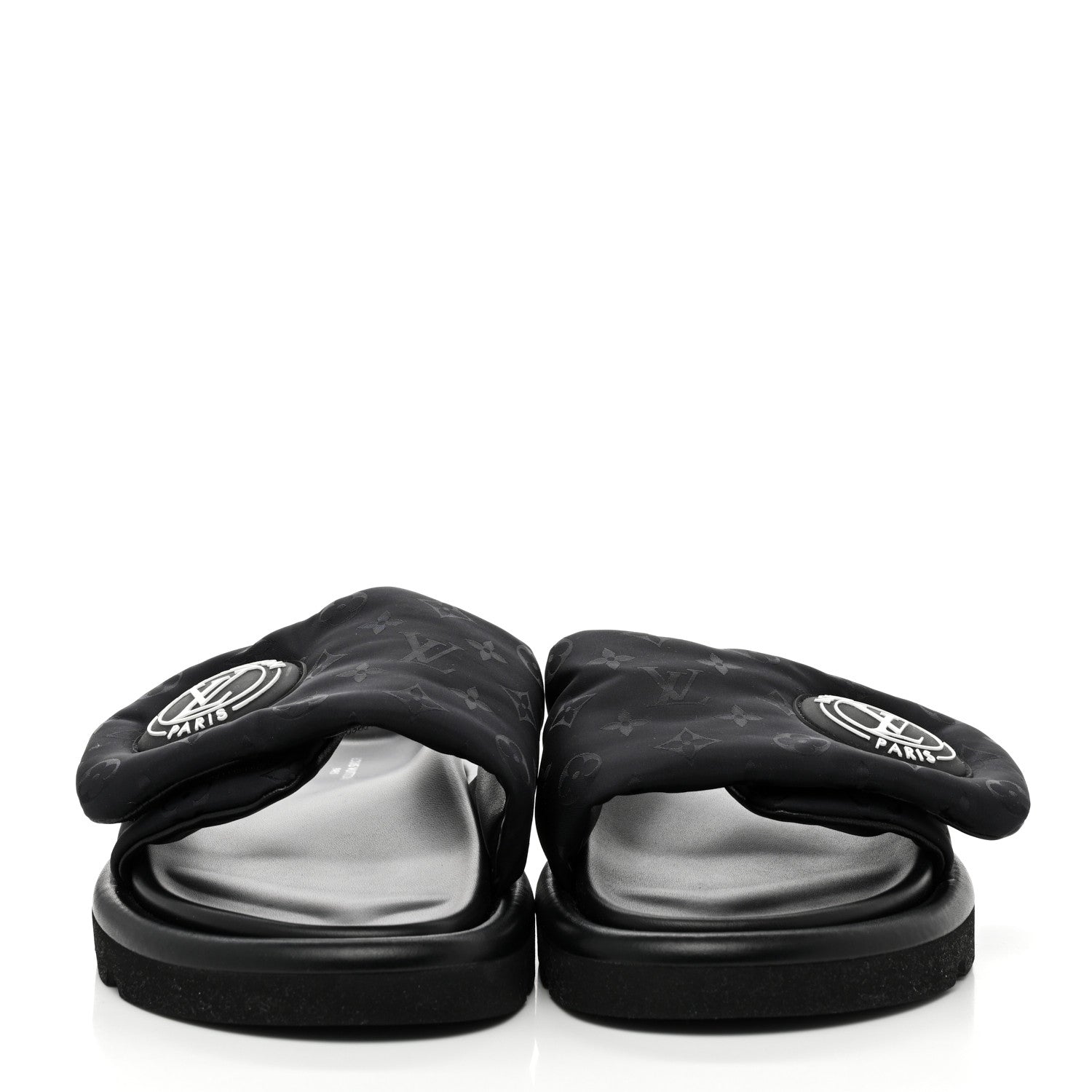 Louis Vuitton Nylon Monogram Womens Pool Pillow Comfort Mules 37 Black 2 of 9