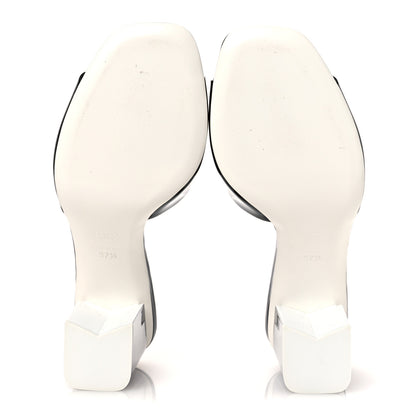 Chanel Patent Calfskin CC Mules 37.5 Black White 7 of 11