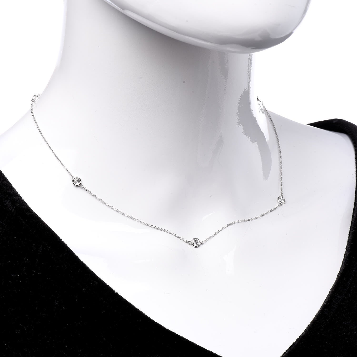 Tiffany Platinum Elsa Peretti Diamonds by the Yard 5 Station Necklace 2 of 7