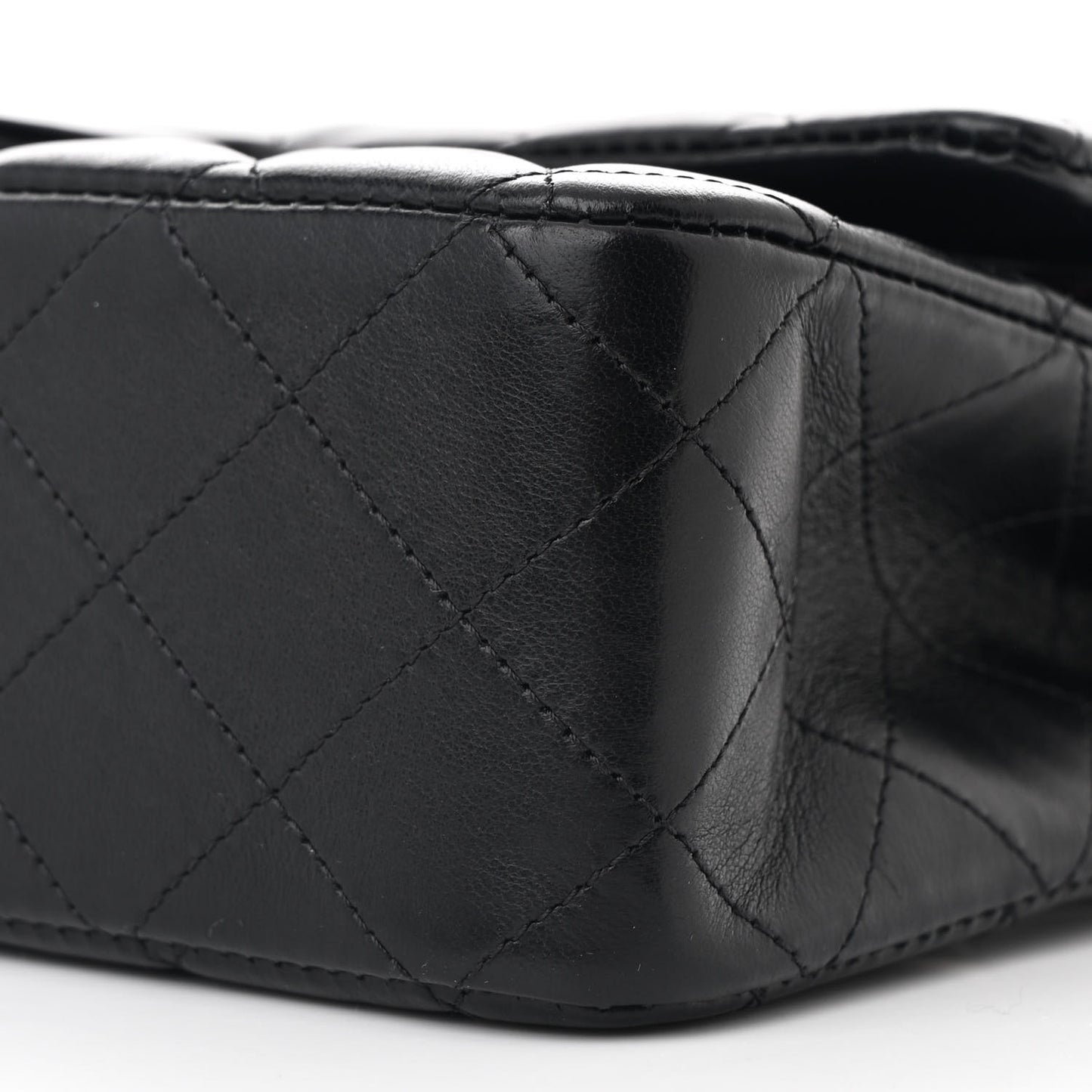 Lambskin Quilted Medium Double Flap Black