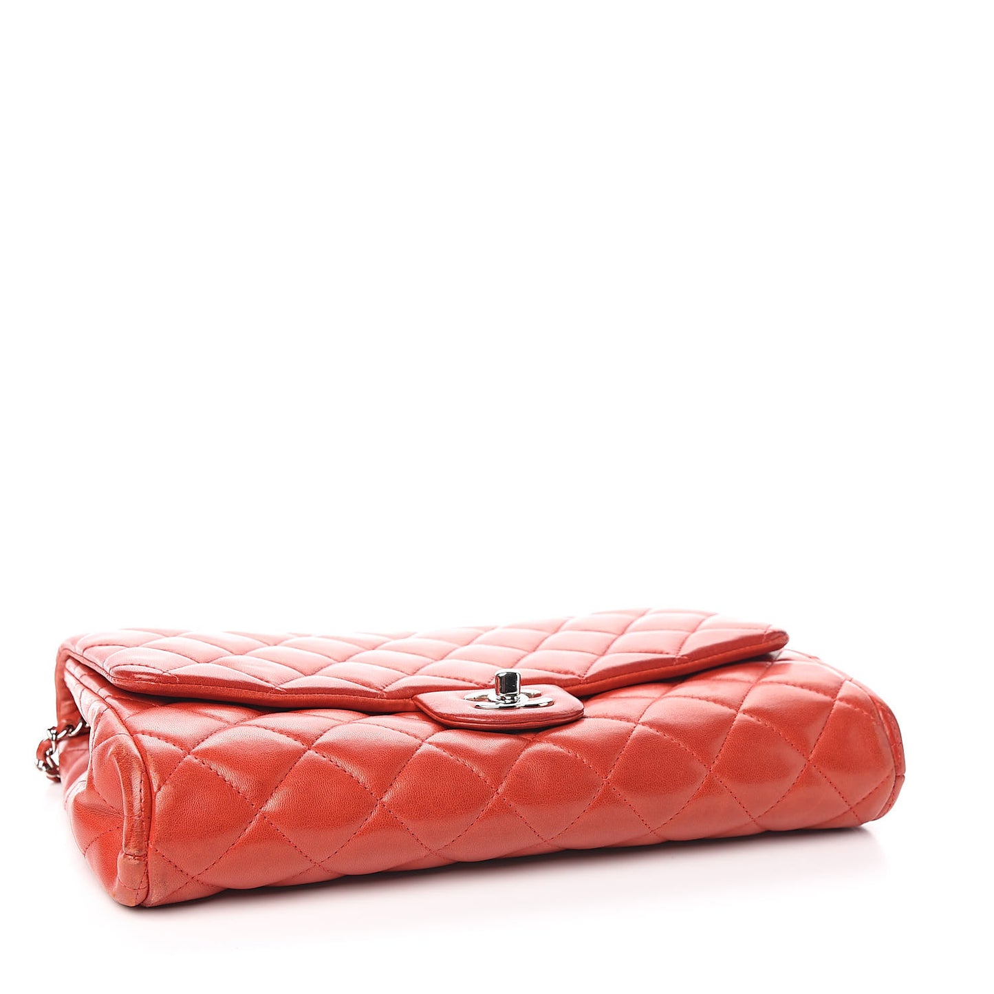 Lambskin Quilted Clutch With Chain Flap Red