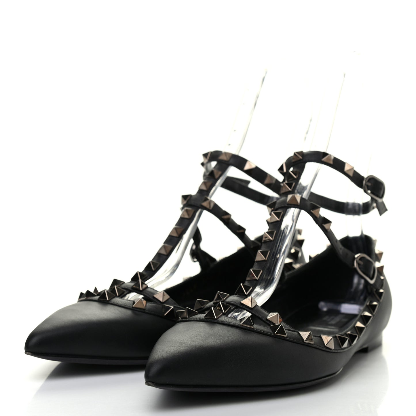 Nappa Rockstud Cage Ballerina Flats 39 Black