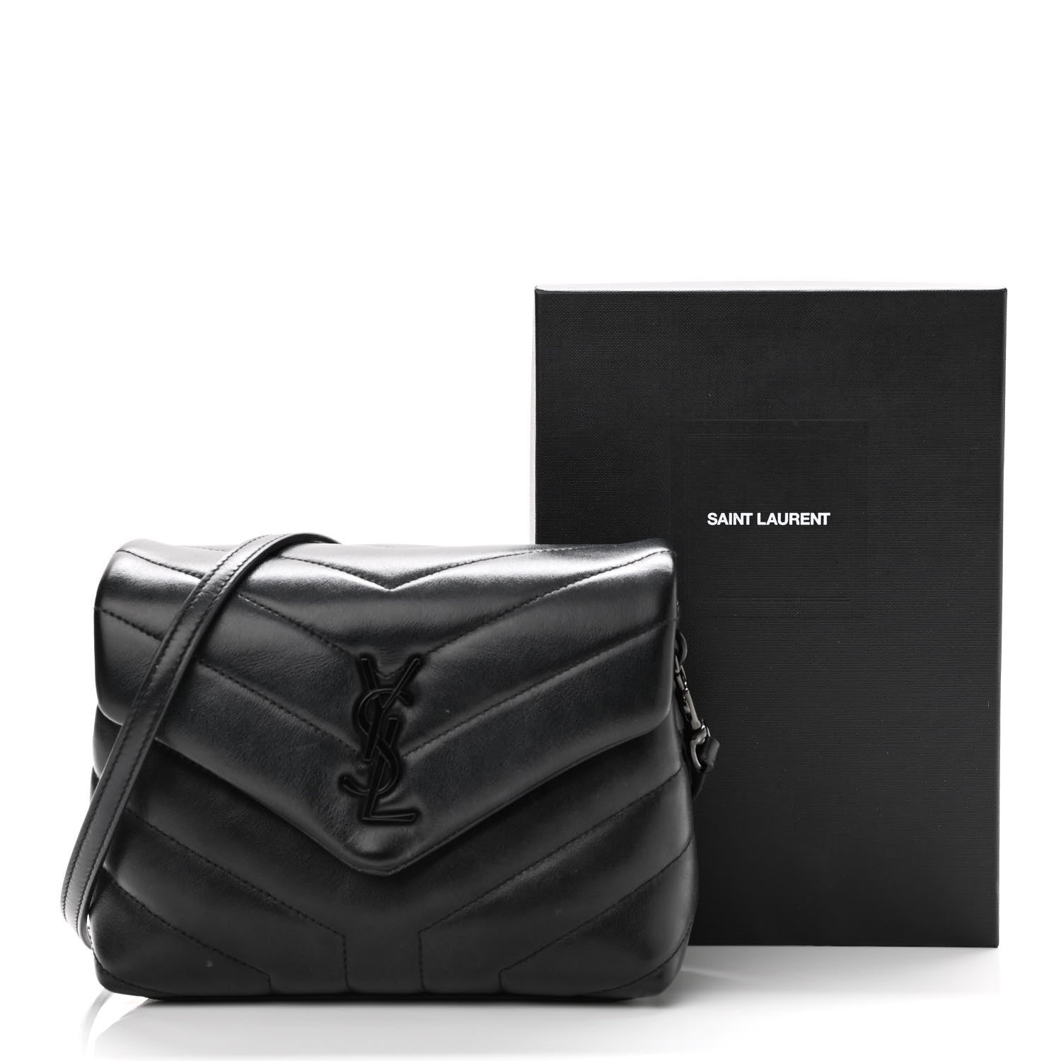Saint Laurent Calfskin Y Quilted Monogram Toy Loulou Crossbody Bag Black 13 of 13