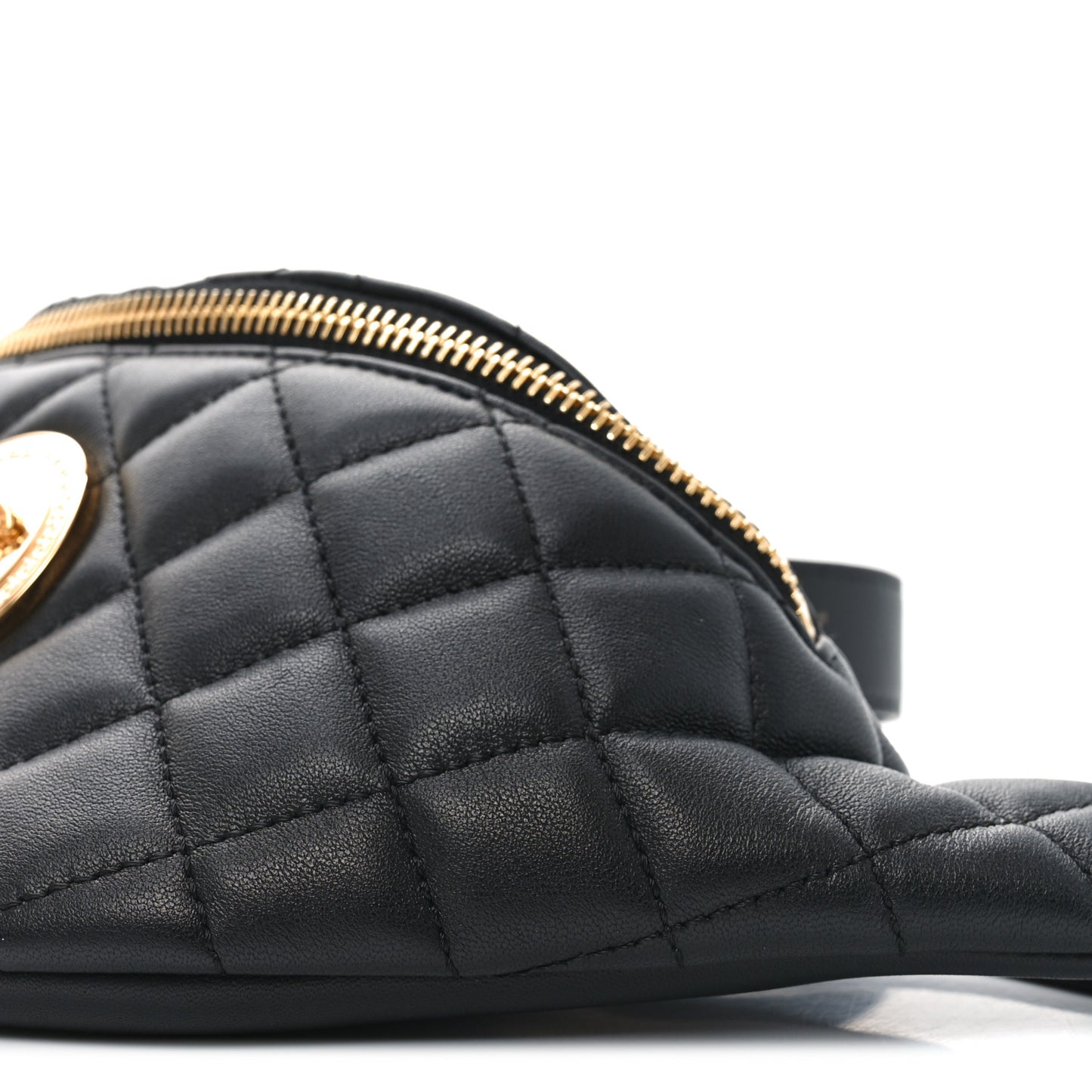 Nappa Quilted Medusa Belt Bag Black