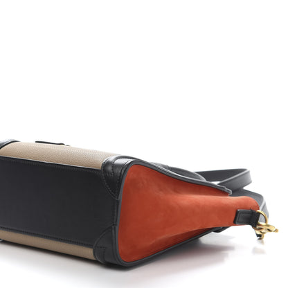 Celine Drummed Calfskin Nubuck Nano Tri-Color Luggage Beige 9 of 10