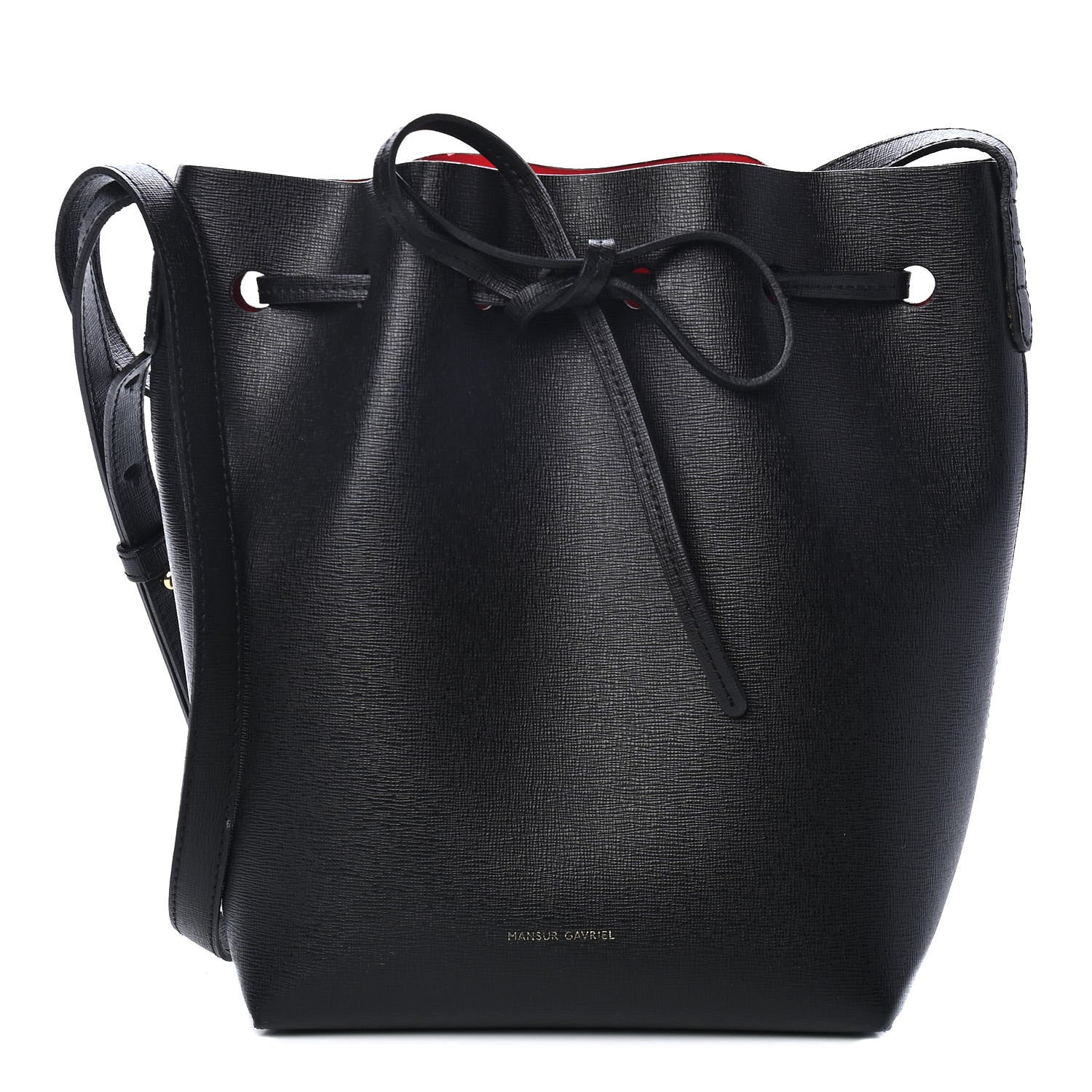 Mansur Gavriel Saffiano Mini Bucket Bag Black Flamma 1 of 4