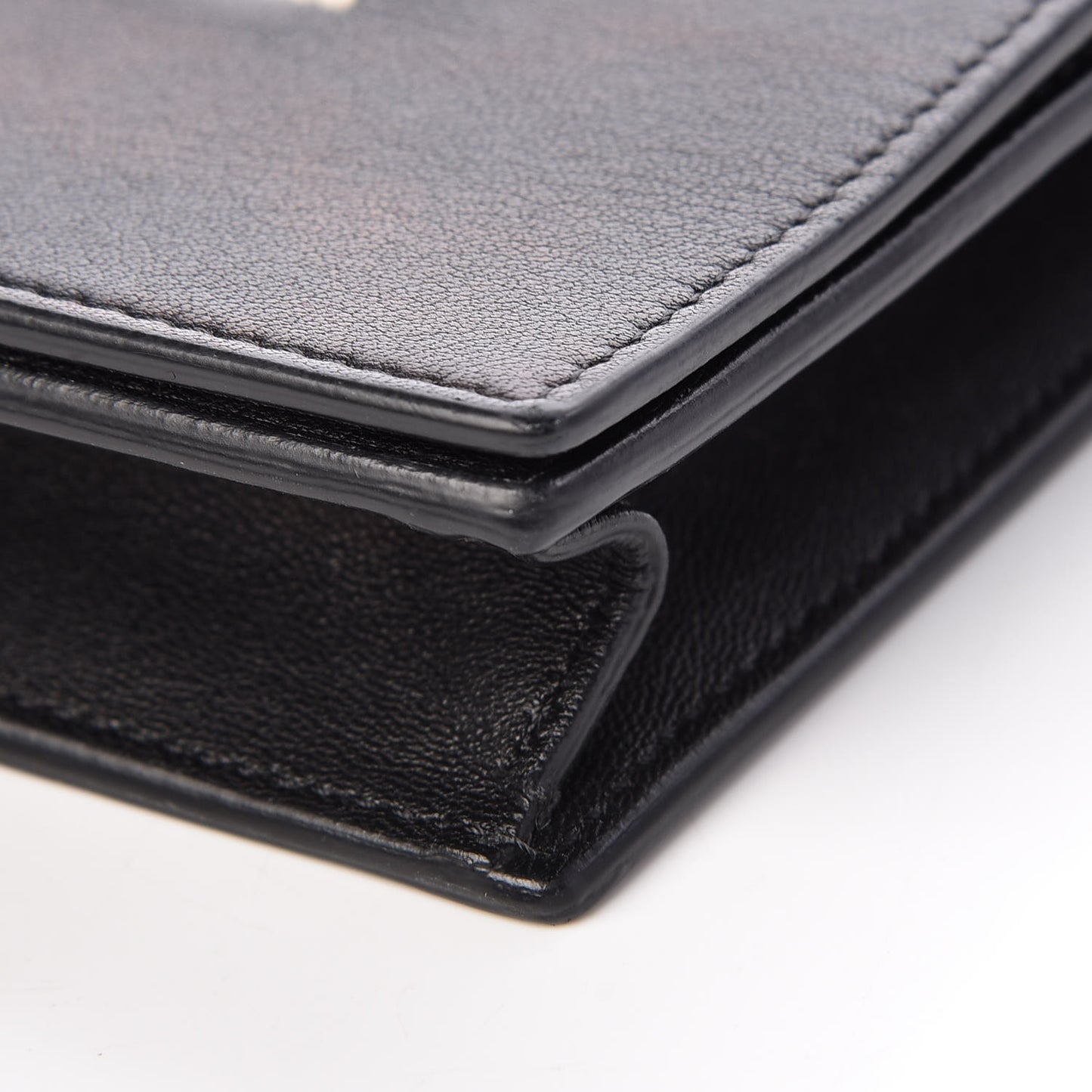 Smooth Lambskin Frame Evening Chain Clutch Black White