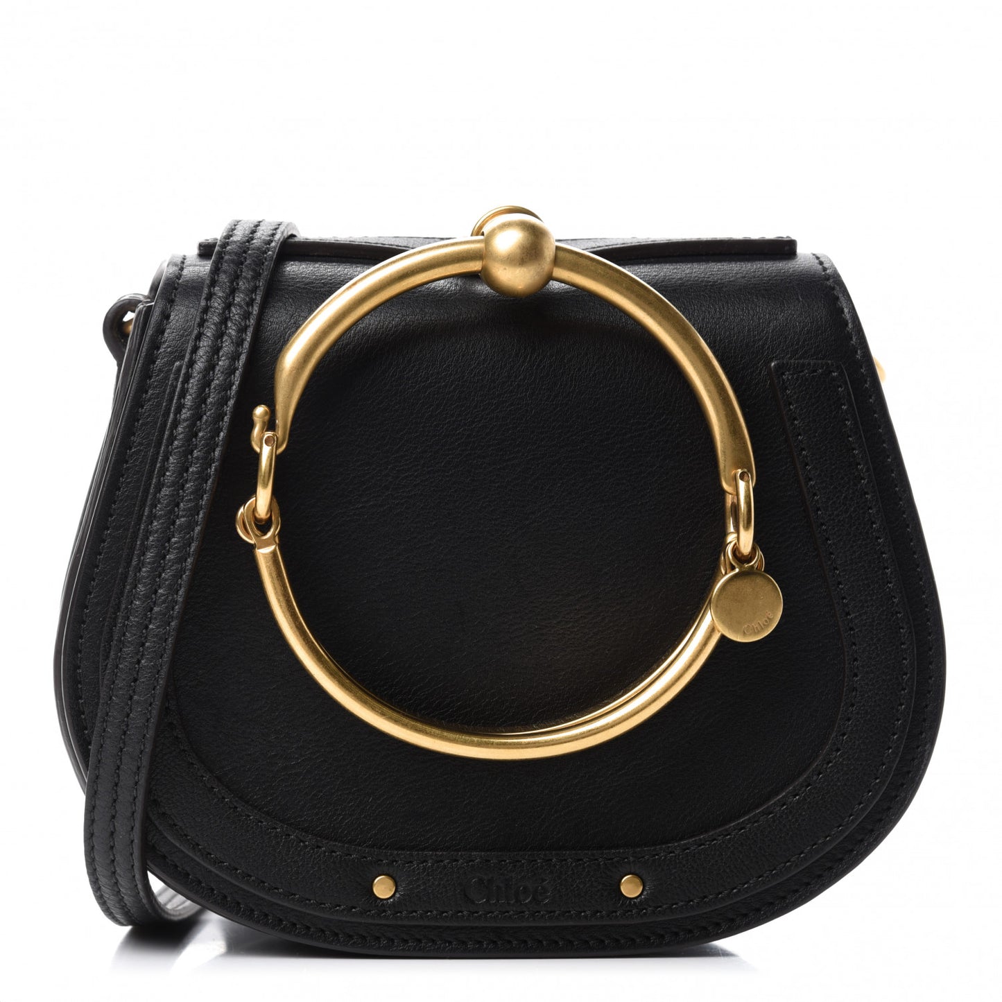Calfskin Suede Small Nile Bracelet Bag Black
