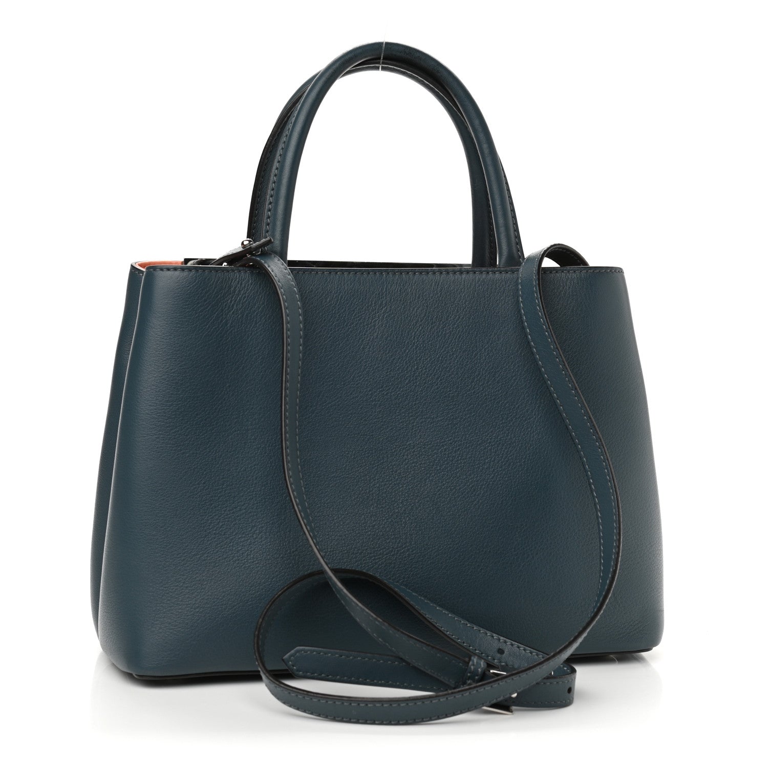 Fendi Vitello Dolce Century Petite 2Jours Tote Pavone Albicocca 3 of 15
