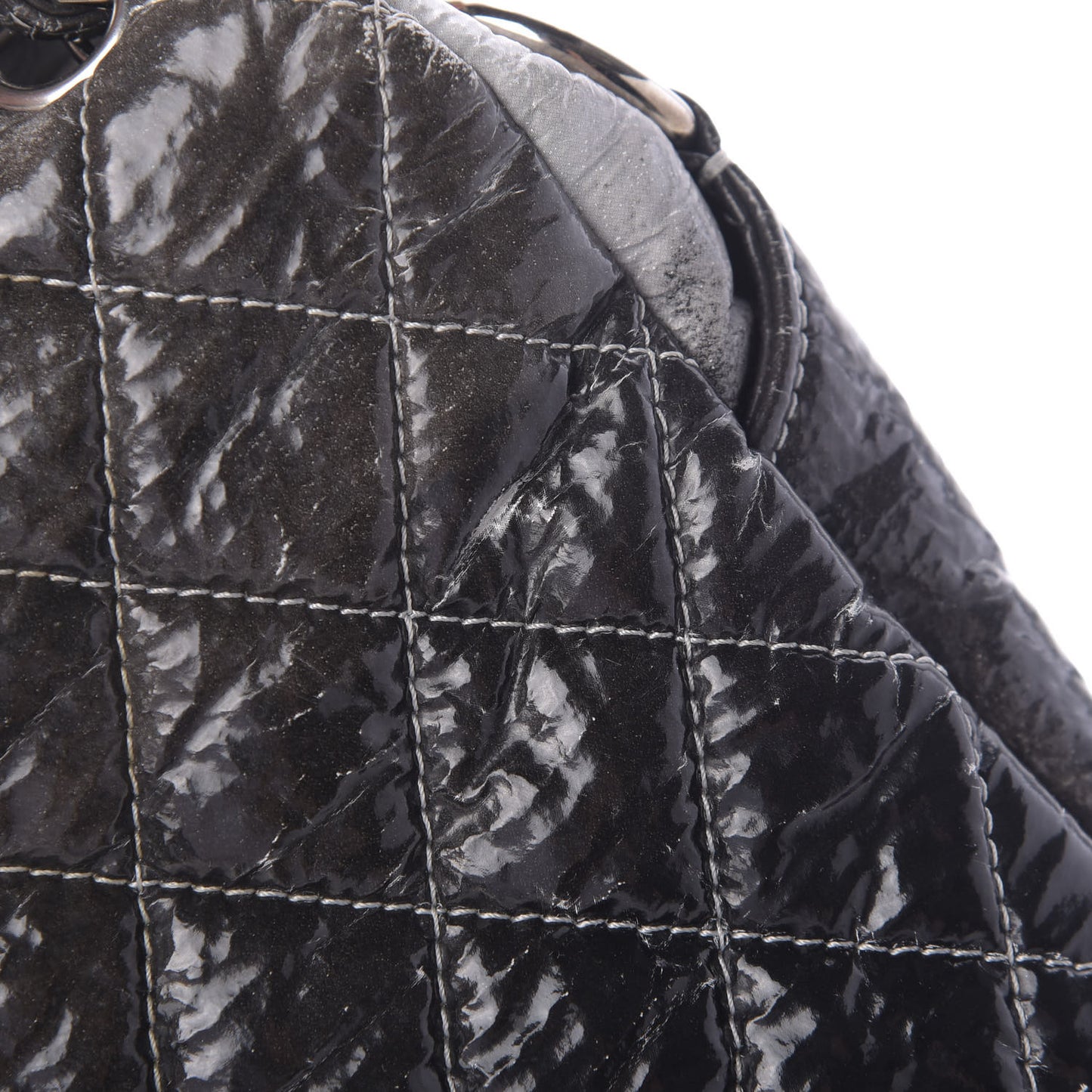 Vinyl Quilted Jumbo Melrose Degrade Flap Black
