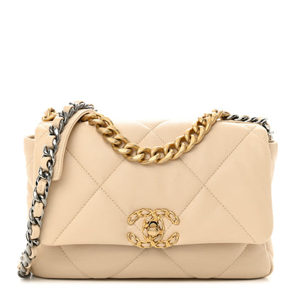 Chanel Lambskin Quilted Medium Chanel 19 Flap Light Beige 1 of 10