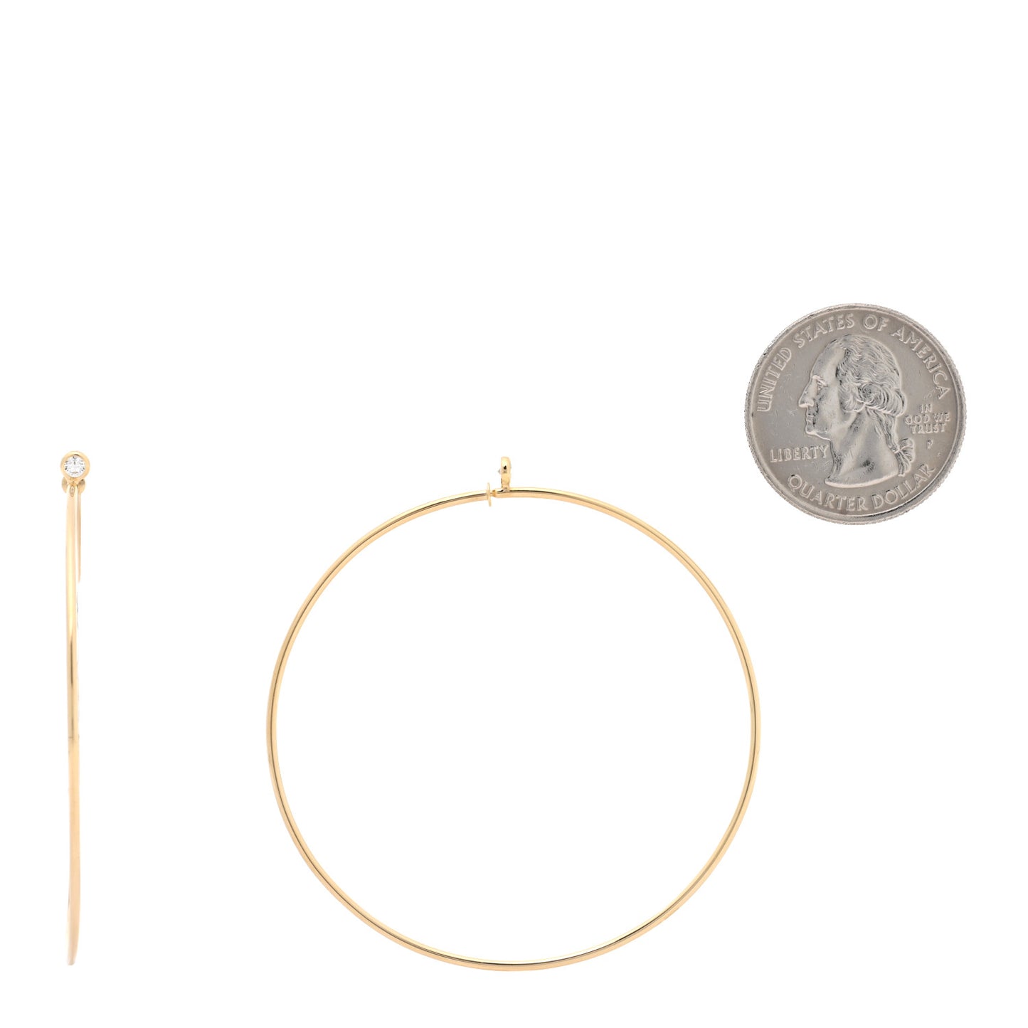 18K Yellow Gold Diamond Medium Elsa Peretti Hoop Earrings
