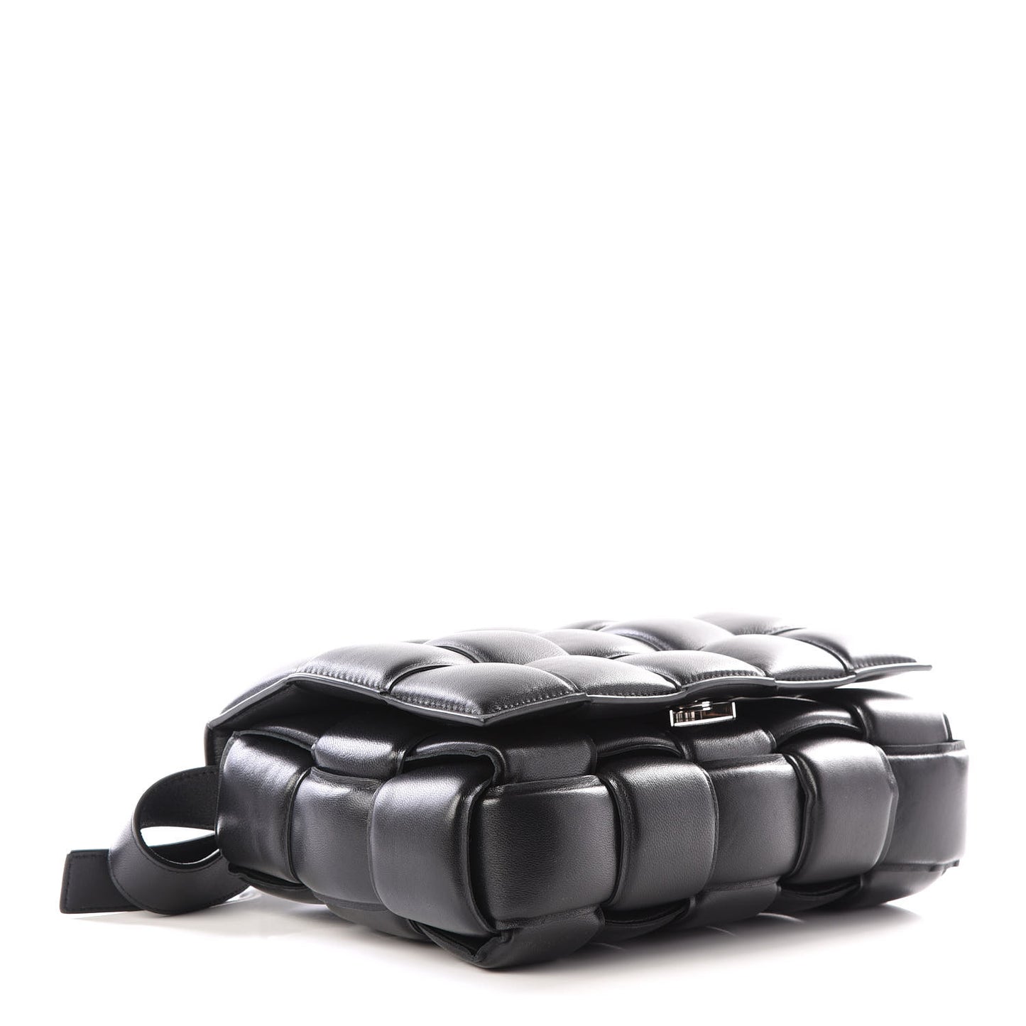 Paper Calfskin Maxi Intreccio Padded Cassette Crossbody Bag Black