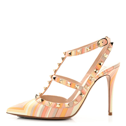 Valentino Garavani Nappa Native Couture 1975 Rockstud Ankle Strap 100mm Pumps 37.5 Mandarin Sorbet 1 of 7