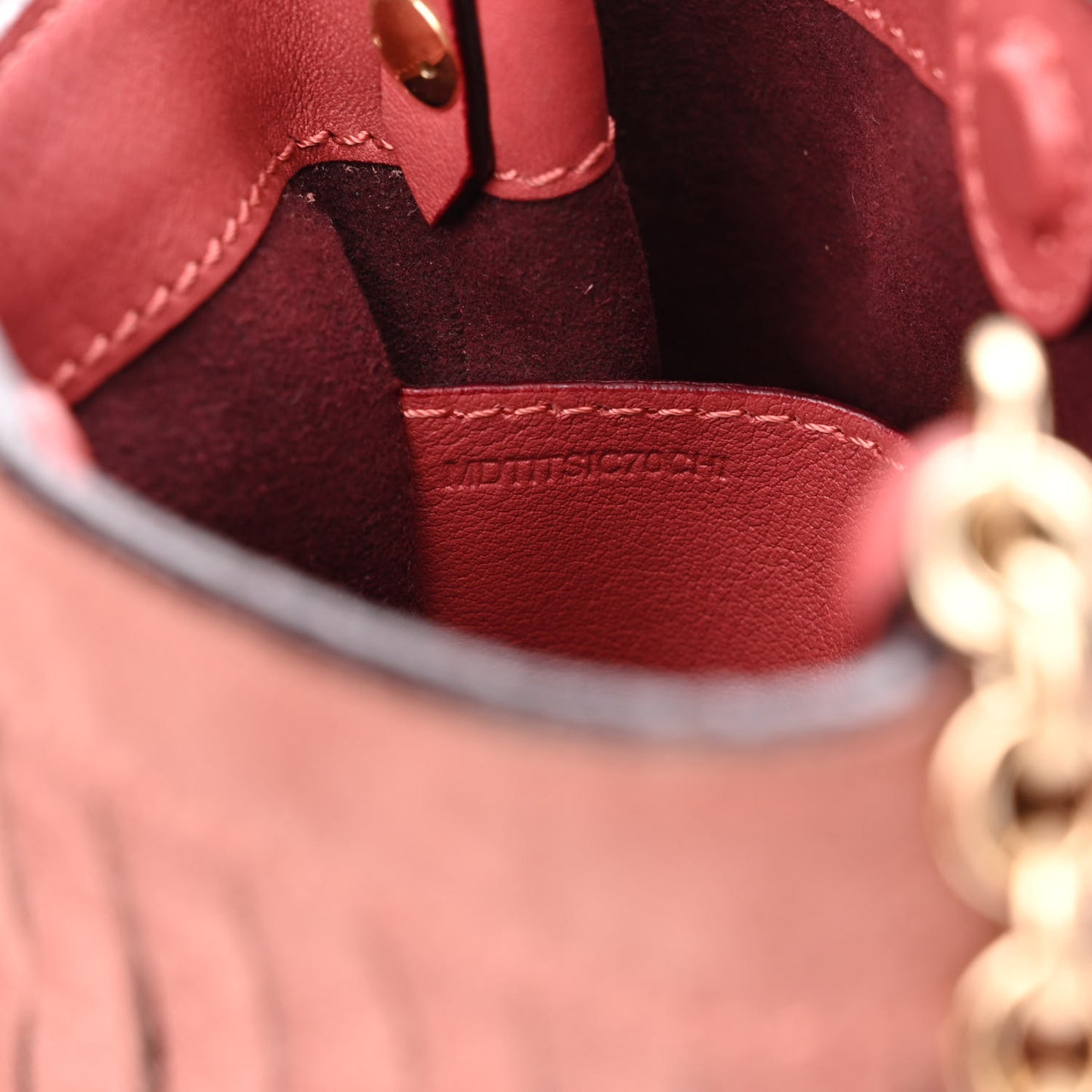 Suede Fringe Mini Bucket Bag Russet Pink