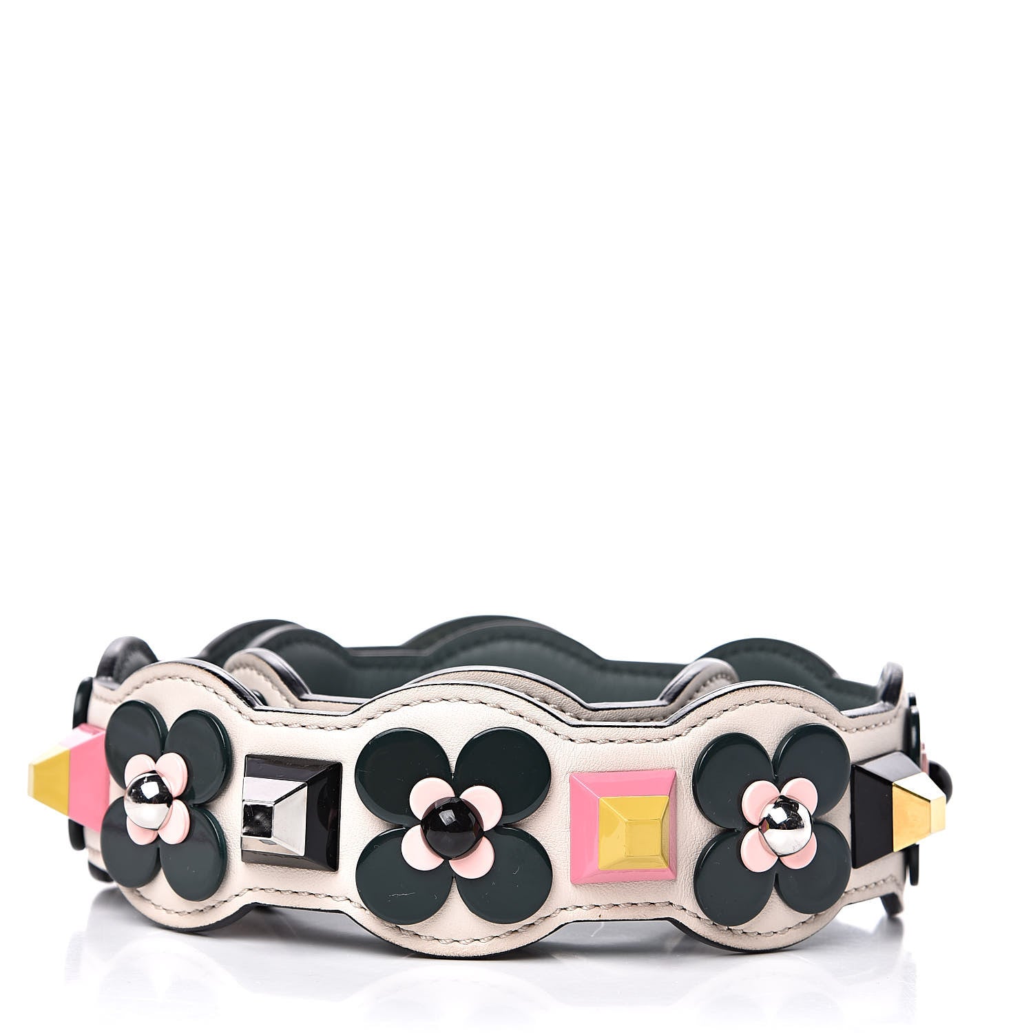 Fendi Vitello Dolce Plexiglass Flowerland Studded Strap You Camelia Multicolor 2 of 5