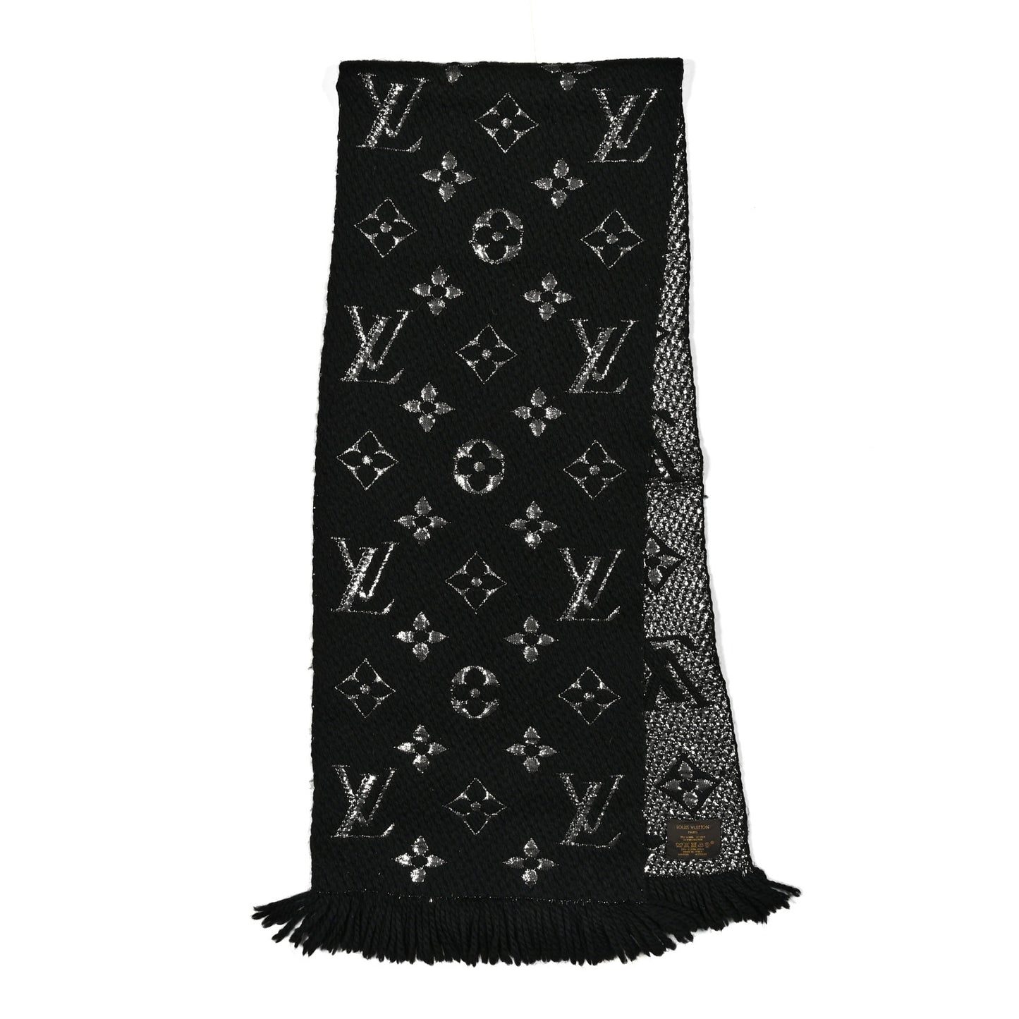 Wool Silk Logomania Shine Scarf Black