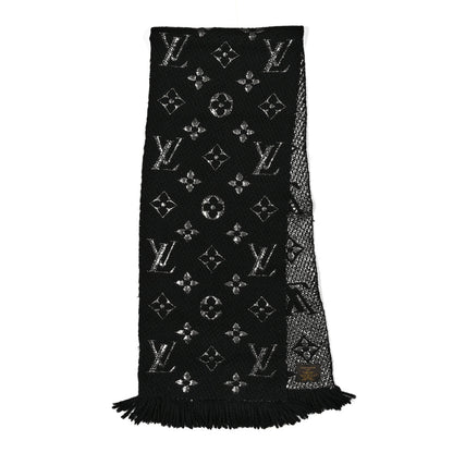 Louis Vuitton Wool Silk Logomania Shine Scarf Black 2 of 4