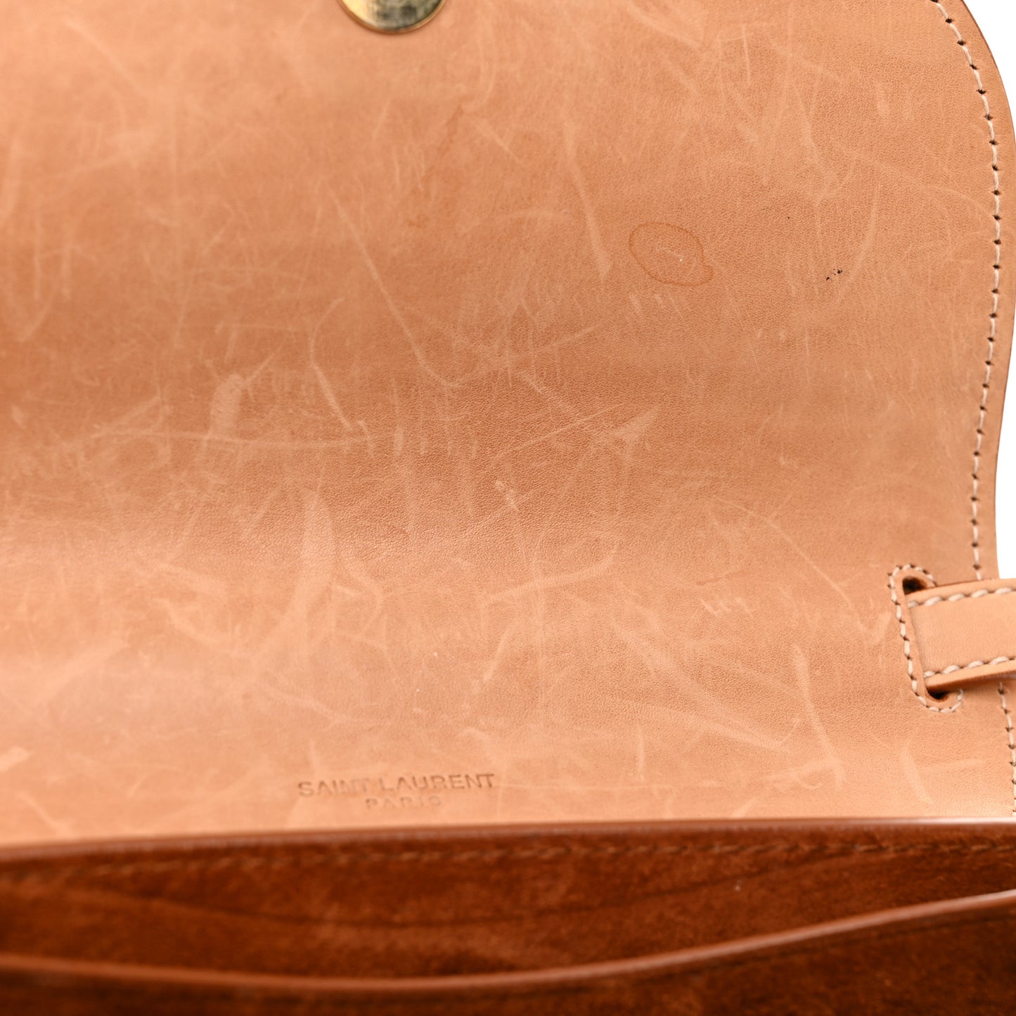 Smooth Vintage Calfskin Small Kaia Satchel Brown Gold
