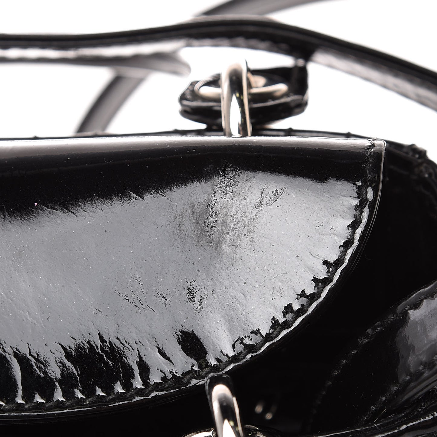 Patent Cannage Mini Lady Dior Black