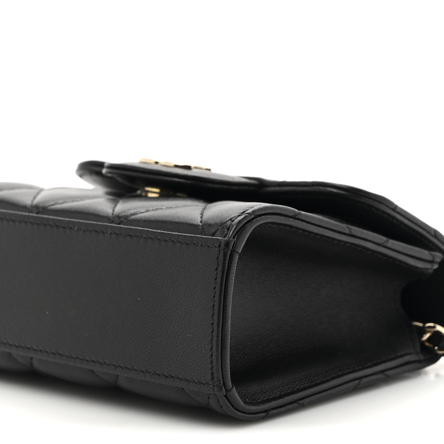 Chanel Lambskin Quilted Top Handle Flap Clutch With Chain Black 9 of 11