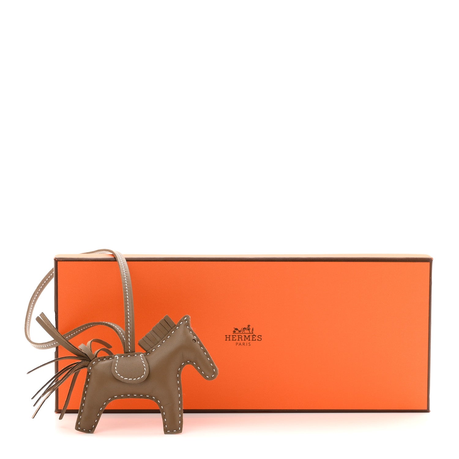 Hermes Milo Lambskin Grigri Rodeo Horse Bag Charm PM Etoupe