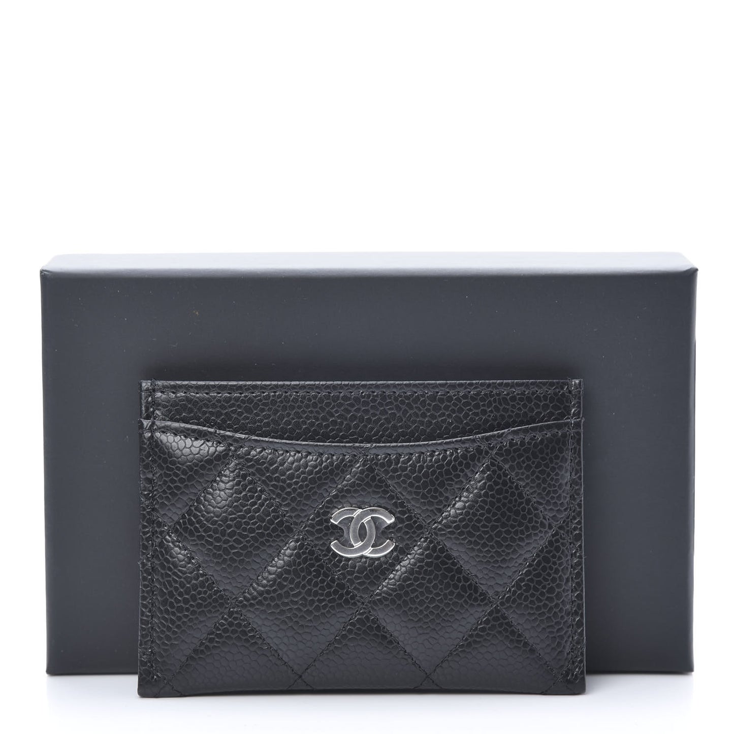 Caviar Quilted Card Holder Black