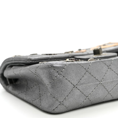 Chanel Metallic Calfskin Quilted Lucky Charms 2.55 Reissue 224 Flap Dark Silver 9 of 10