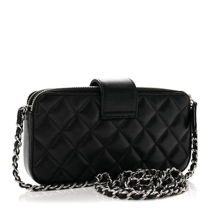 Chanel Grained Calfskin Quilted CC Box Clutch With Chain Black 3 of 12