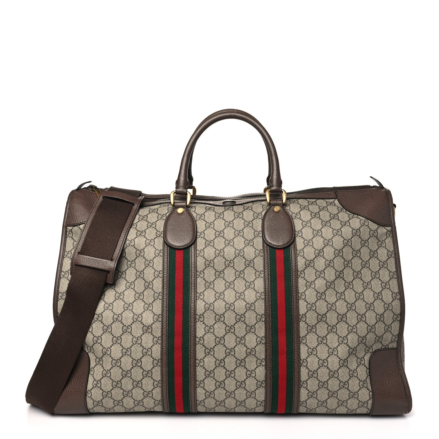 Gucci GG Supreme Monogram Web Large Ophidia Carry-On Duffle Bag Beige New Acero 1 of 9