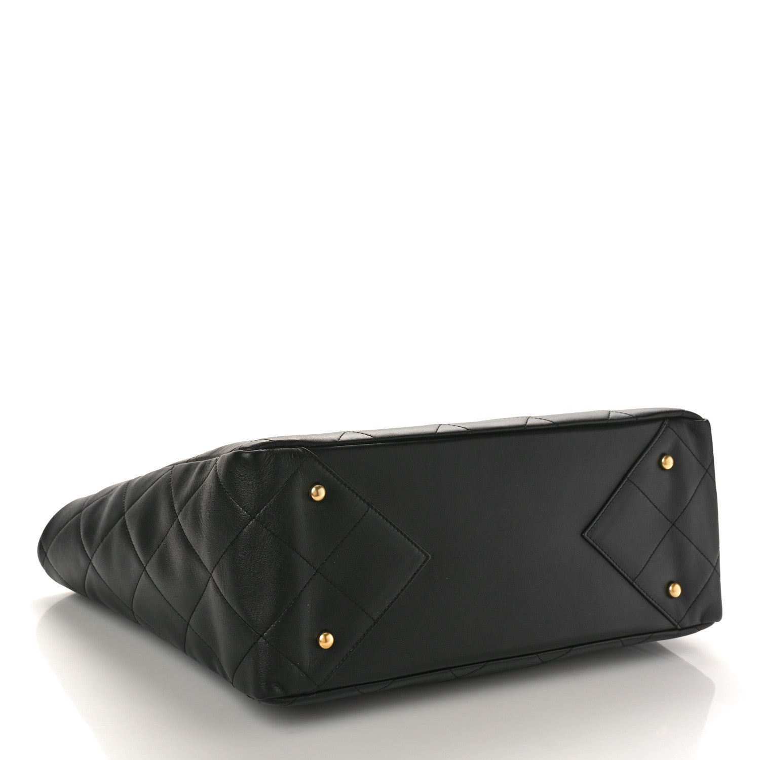 Chanel Calfskin Quilted Book Pocket Shopping Tote Black 4 of 12
