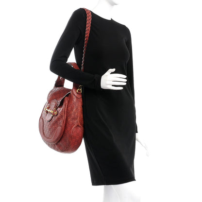 Gucci Guccissima Large New Pelham Satchel Red 2 of 9
