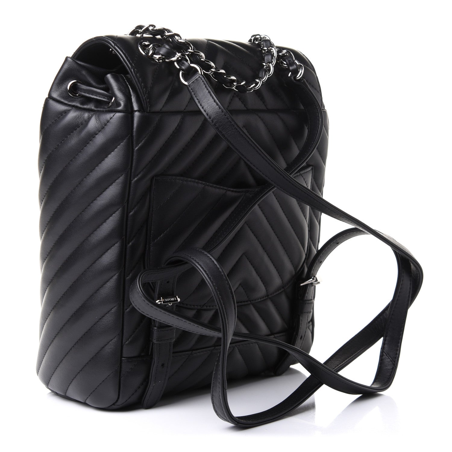 Chanel Calfskin Chevron Quilted Small Urban Spirit Backpack Black 3 of 11