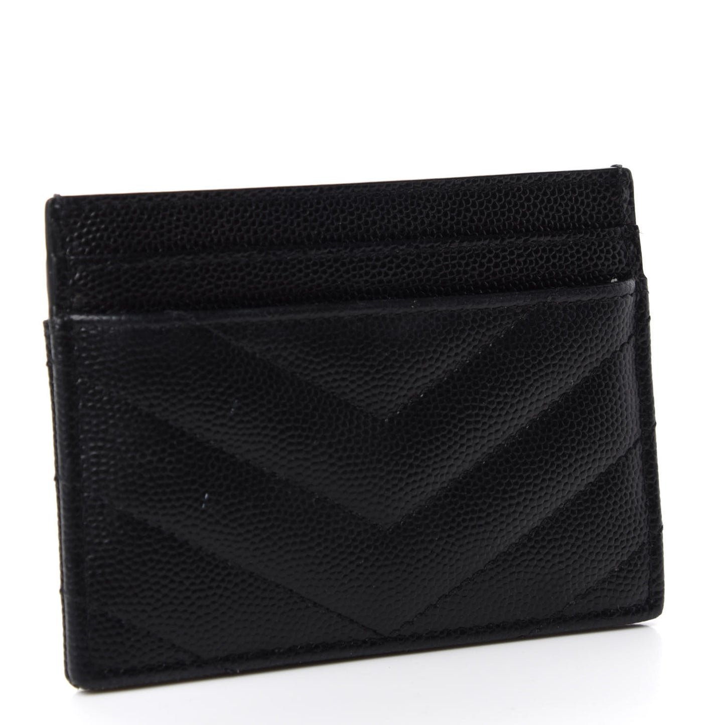 Grain De Poudre Matelasse Chevron Monogram Credit Card Case Black