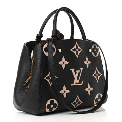 Louis Vuitton Empreinte Monogram Giant Montaigne MM Black Beige 3 of 10
