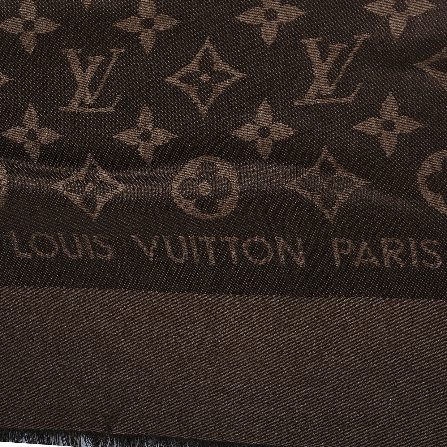 Wool Silk Monogram Shawl Brown