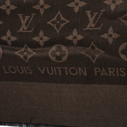 Louis Vuitton Wool Silk Monogram Shawl Brown 3 of 4