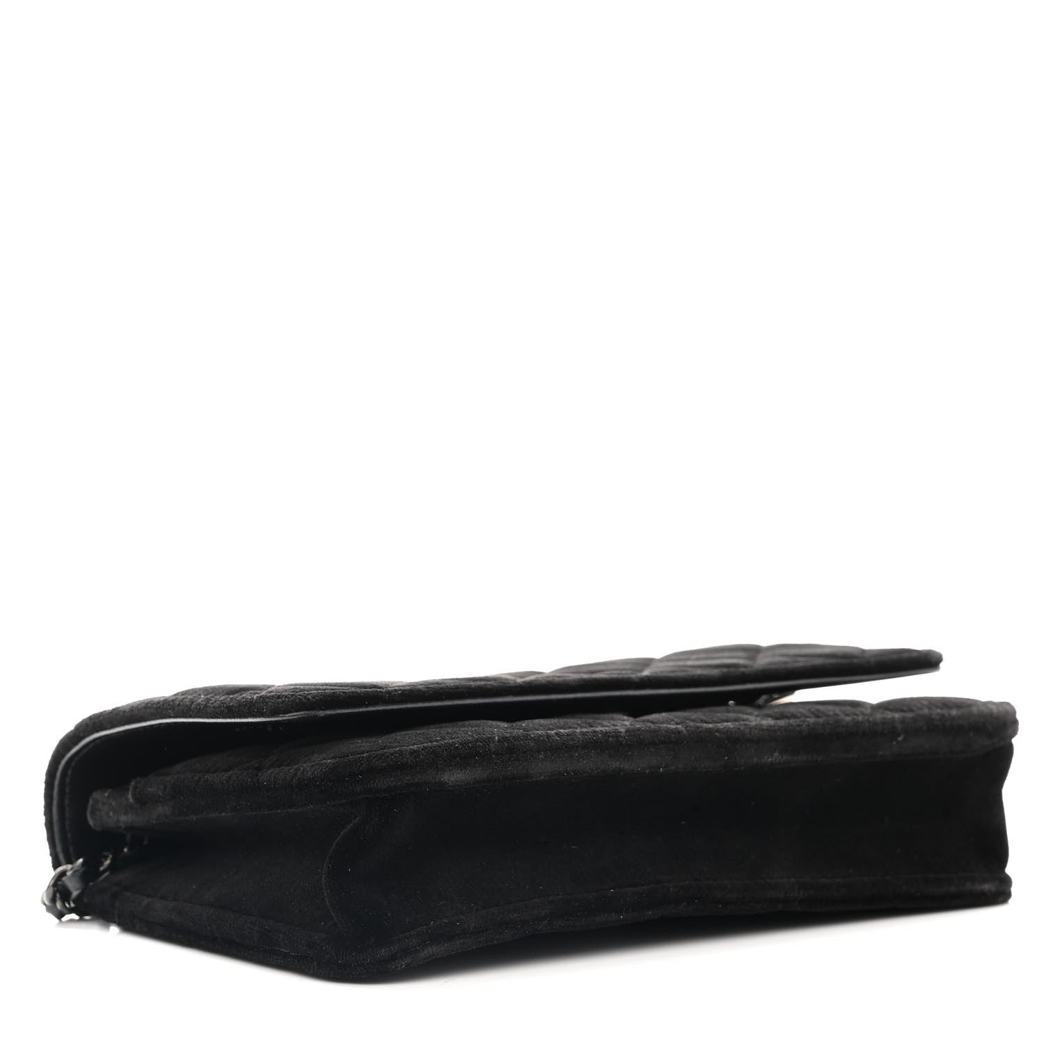 Chanel Velvet Quilted Wallet On Chain WOC Black 3 of 11