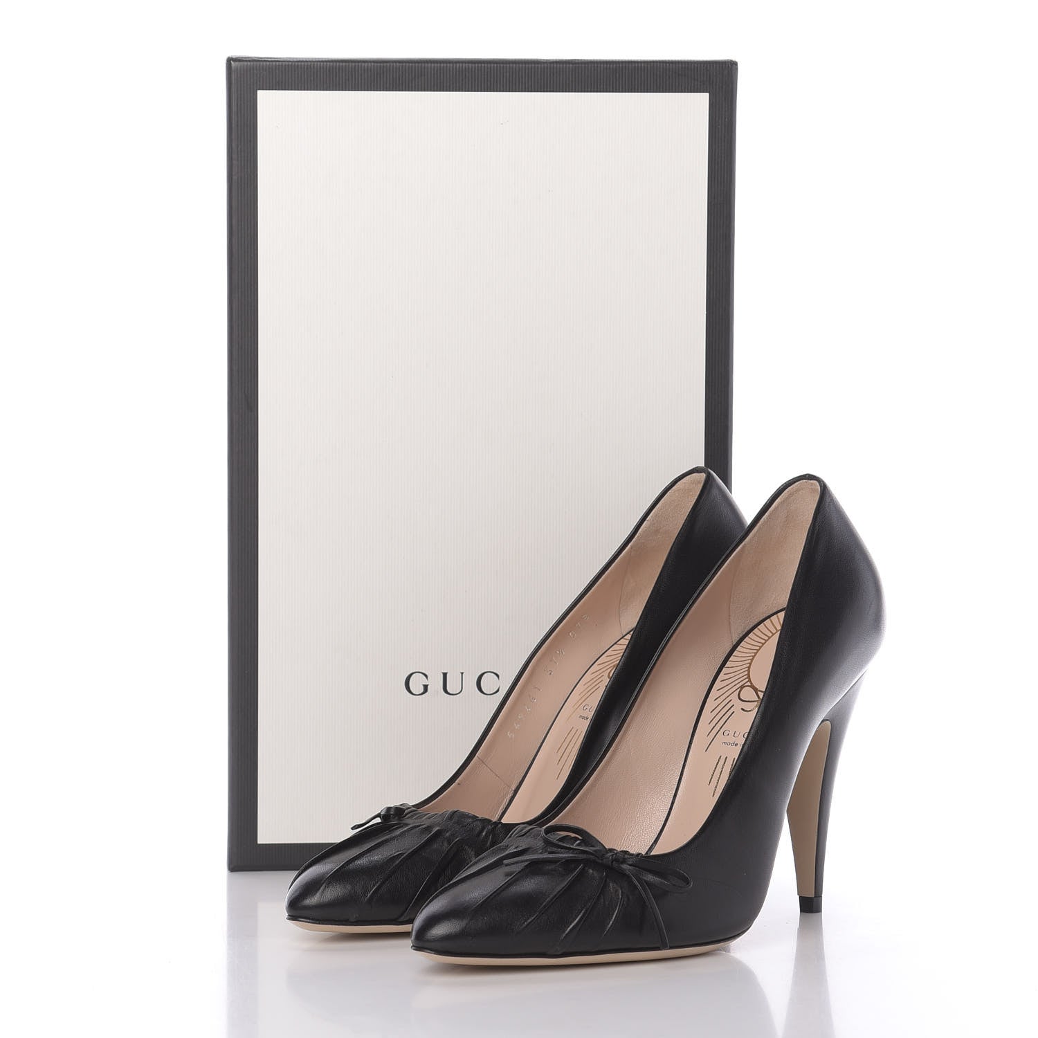 Gucci Nappa Bow High Heel Pumps 37.5 Black 9 of 9
