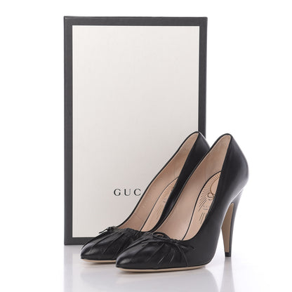 Gucci Nappa Bow High Heel Pumps 37.5 Black 9 of 9