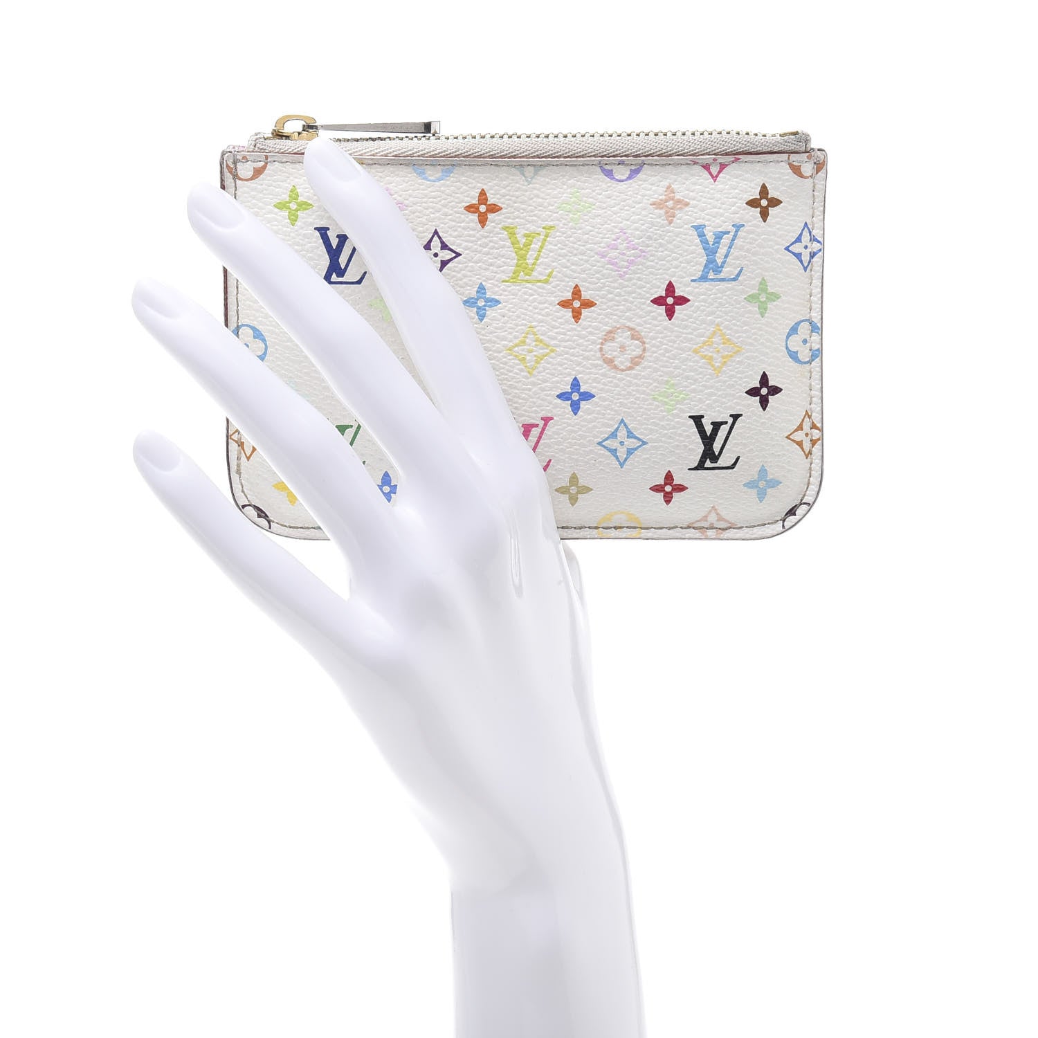 Louis Vuitton Monogram Multicolor Key Pouch White Litchi 2 of 11