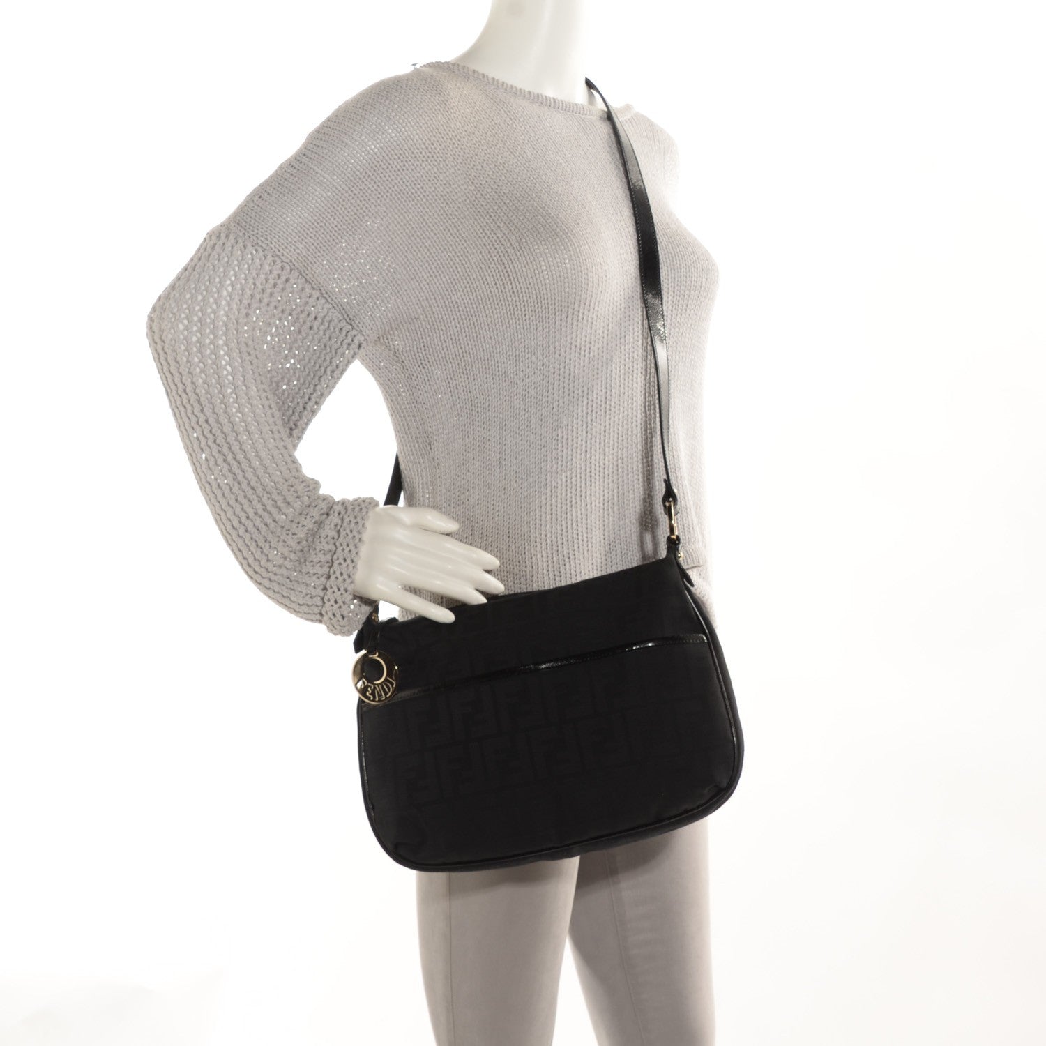 Fendi Zucca Chef Crossbody Bag Black 2 of 9