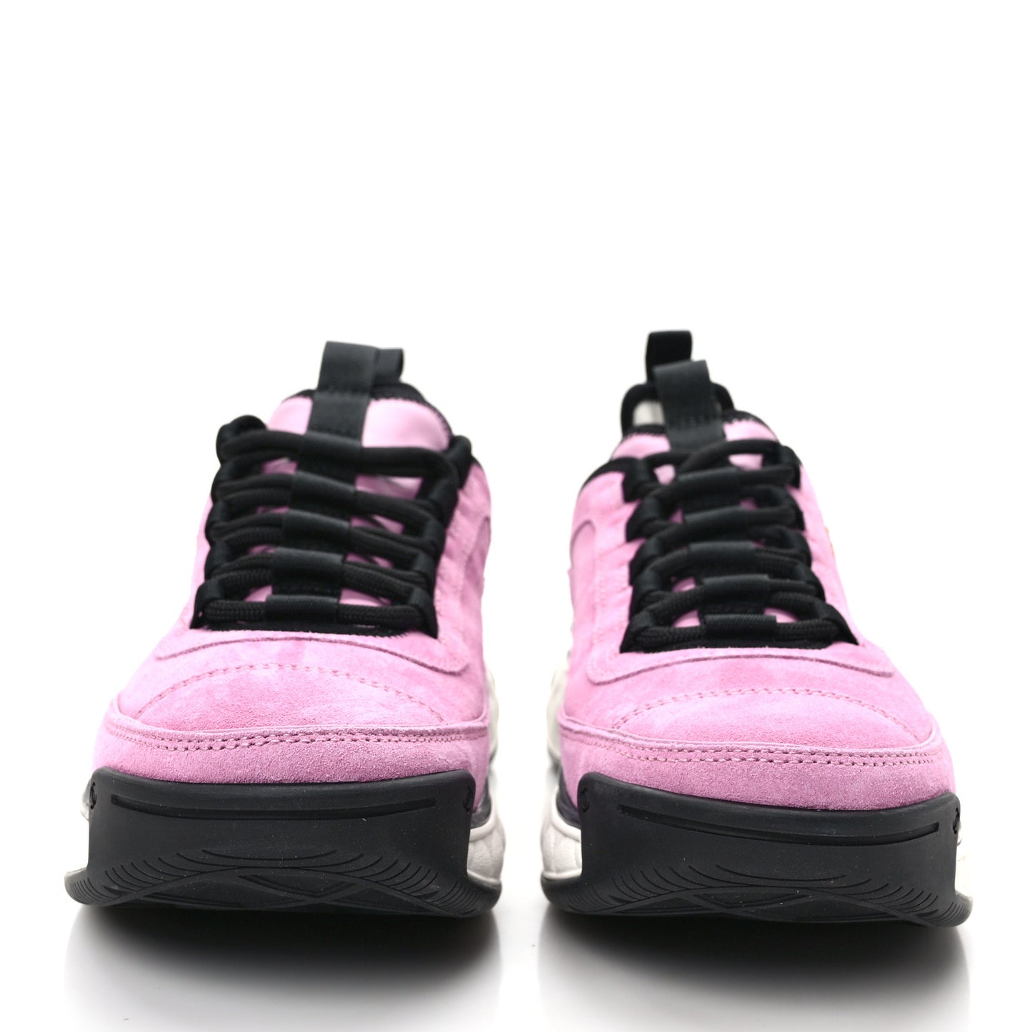 Suede Calfskin Nylon Grosgrain CC Sneakers 40.5 Dark Pink