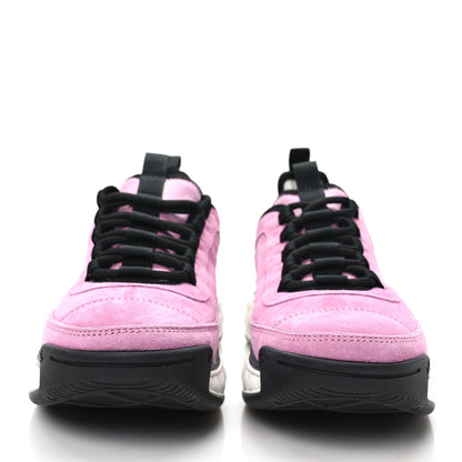 Chanel Suede Calfskin Nylon Grosgrain CC Sneakers 40.5 Dark Pink 2 of 11
