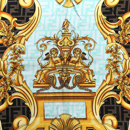 Fendi X VERSACE Silk FF Baroque Foulard Scarf Gold 3 of 3